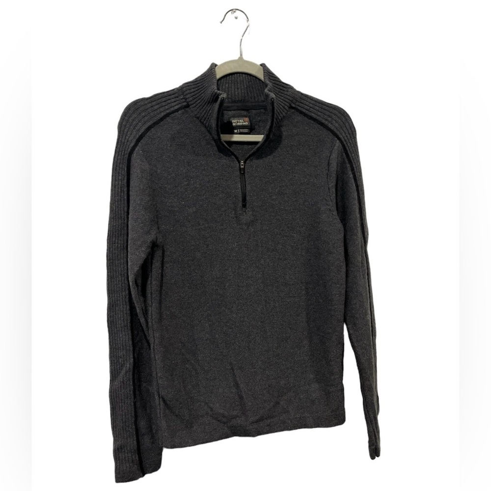 Royal Robbins Thermal 1/4 Zip Sweater Men’s Medium Grey‎ Pullover Wool Blend EUC
